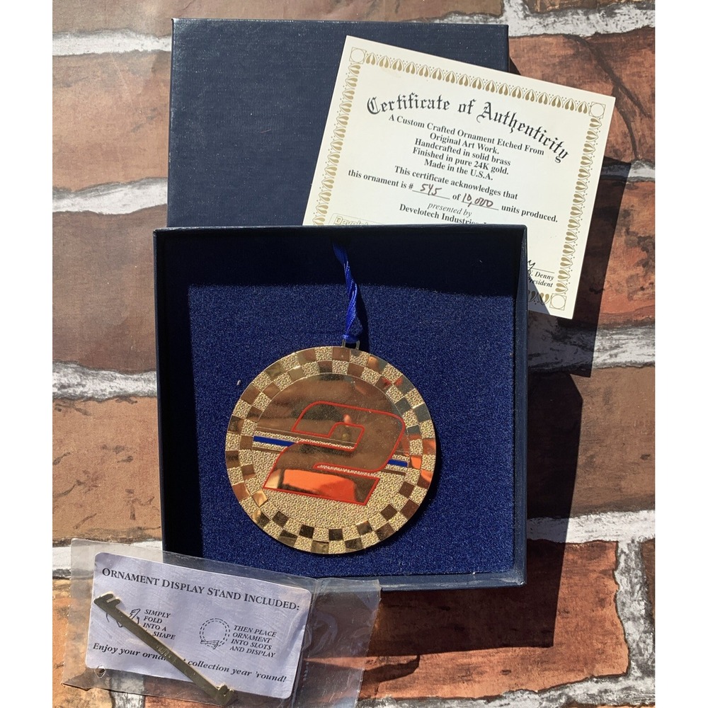 Rusty Wallace 2 NASCAR 24k Gold Christmas Ornament 1997. COA & Stand LE #545 Box